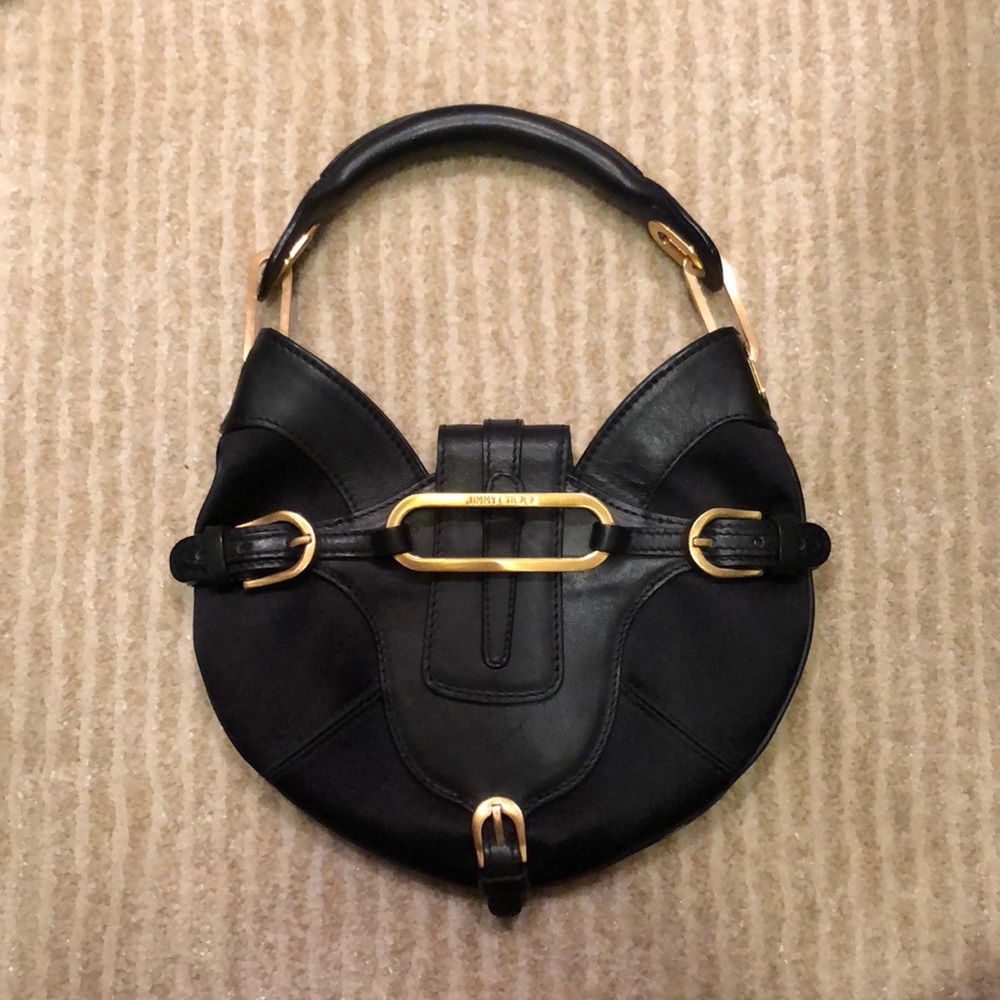Jimmy Choo black satin evening clutch